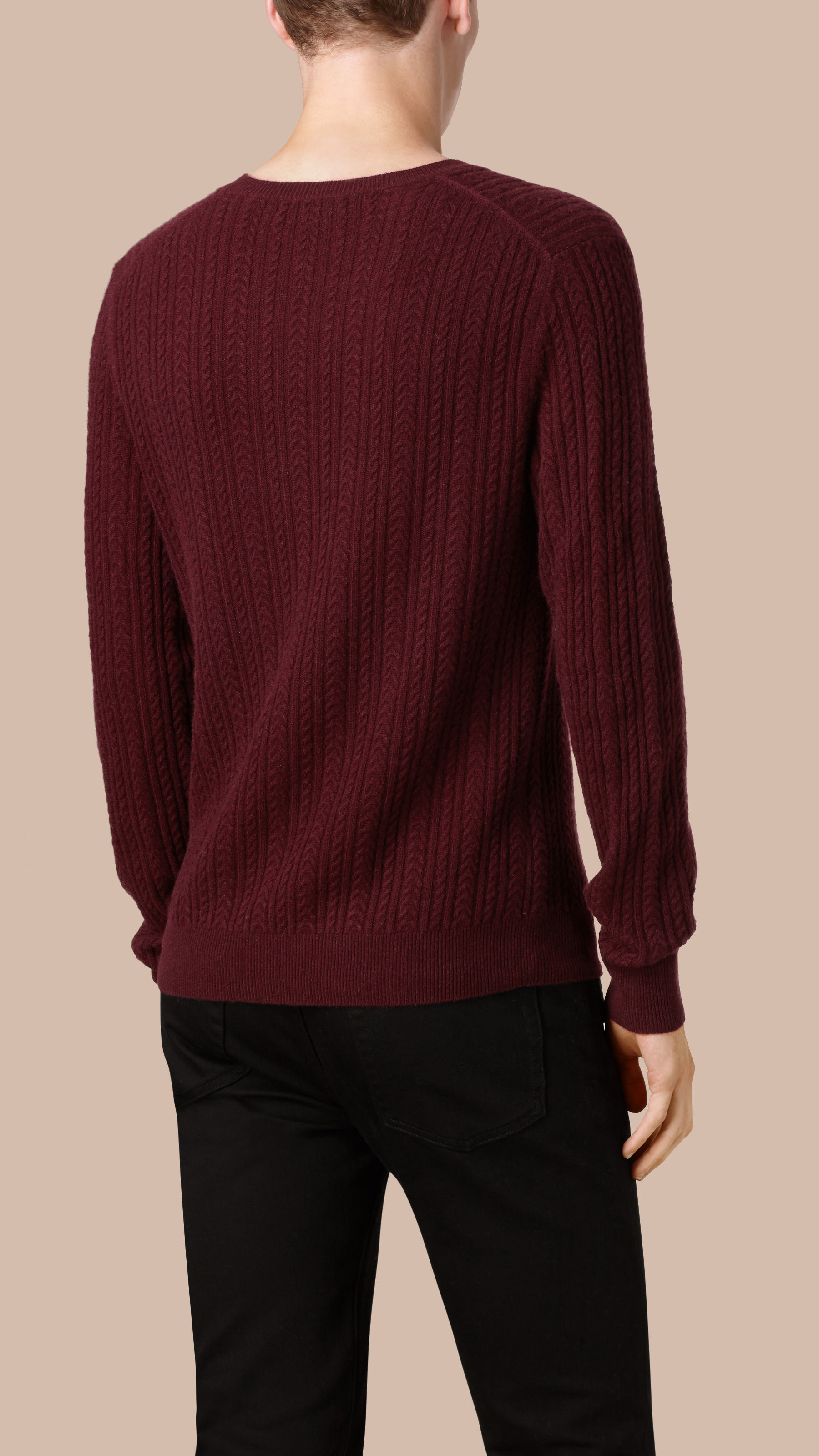 Burberry Aran Knit Cashmere Sweater Deep Claret in Red for Men Lyst